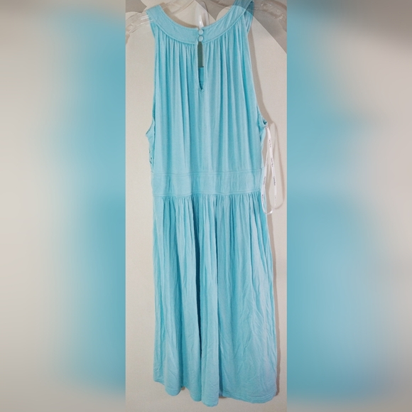 CALVIN KLEIN WOMEN'S DRESS SIZE 14 AQUA BLUE SLEEVELESS FLORAL COTTON LACE FRONT - Picture 3 of 11